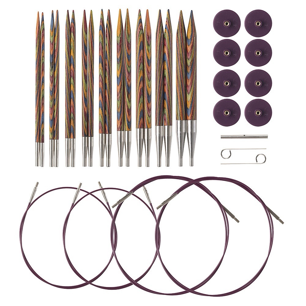 Knit Picks rainbow wood needle set w/ case